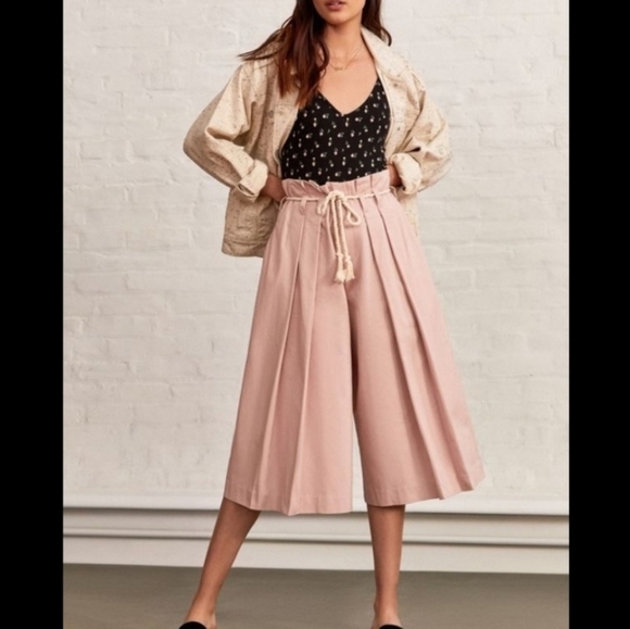 Urban Outfitters Pants - UO Pink Wide Leg Crop pleated Pants Size 6
